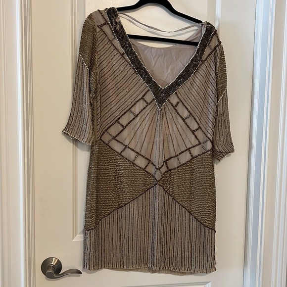 AS by DF Moonlight Creme Bianca Beaded Silk Dress - Picture 8 of 15